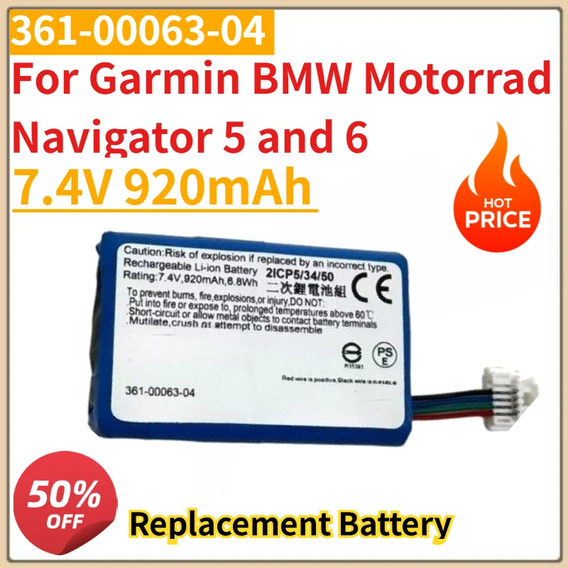 

High Quality New 361-00063-04 Replacement Battery 7.4V 920mAh For Garmin BMW Motorrad Navigator 5 and 6