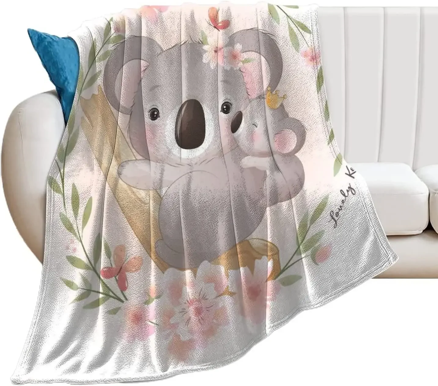 Cute Koala Throw Blanket Gifts for Koala Lovers Kawaii Wild Animals for Couch Sofa Bed Lightweight Warm Super Soft King Size