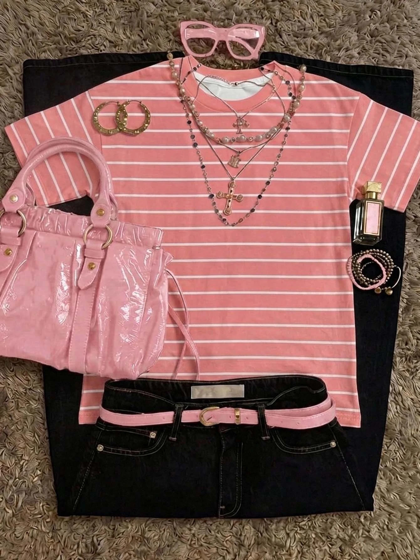 French Basic Striped Printed Round Neck T-shirt Casual Versatile Striped Top Daily Commuting Simple Women's Clothing