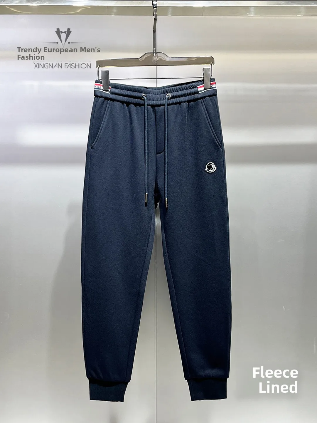 

Trendy Winter Thiened Fce Lined Sports Casual Pants Cuffed Warm Faionable Sweatpants Versatile Sli Slim Fit Trousers