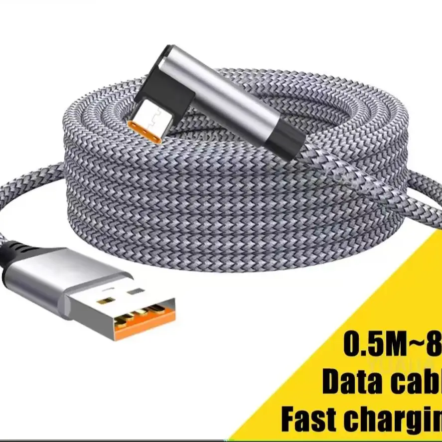 Câble de charge rapide USB C coudé 6A, 3m 5m, pour Samsung Huawei Xiaomi Oppo OnePlus VR Camera
