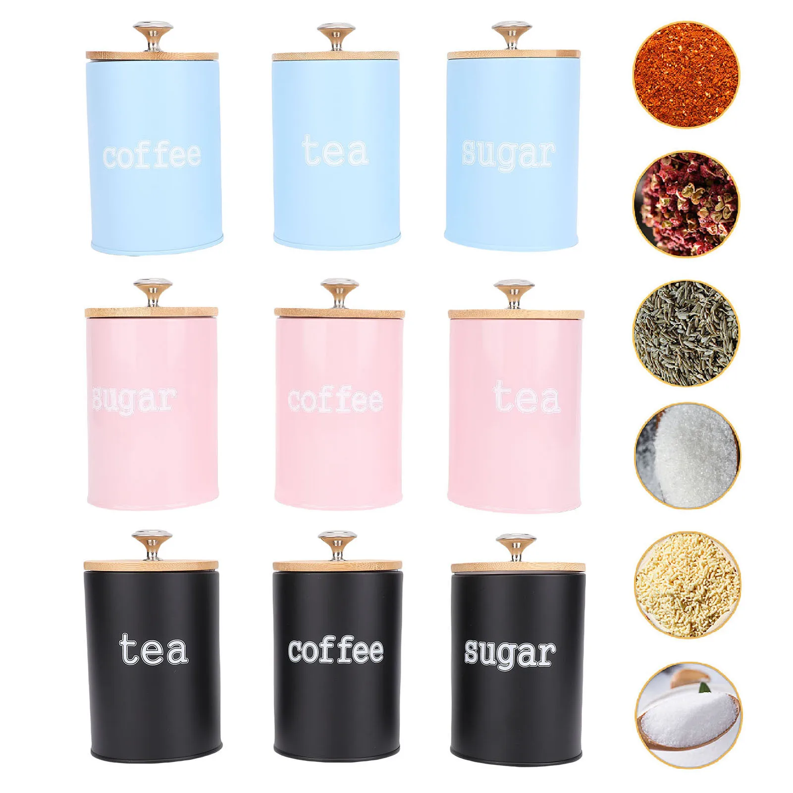 

Storage Canister Multifunctional Airtight Iron Storage Jar with Lid for Tea Coffee Sugar Storage Canister