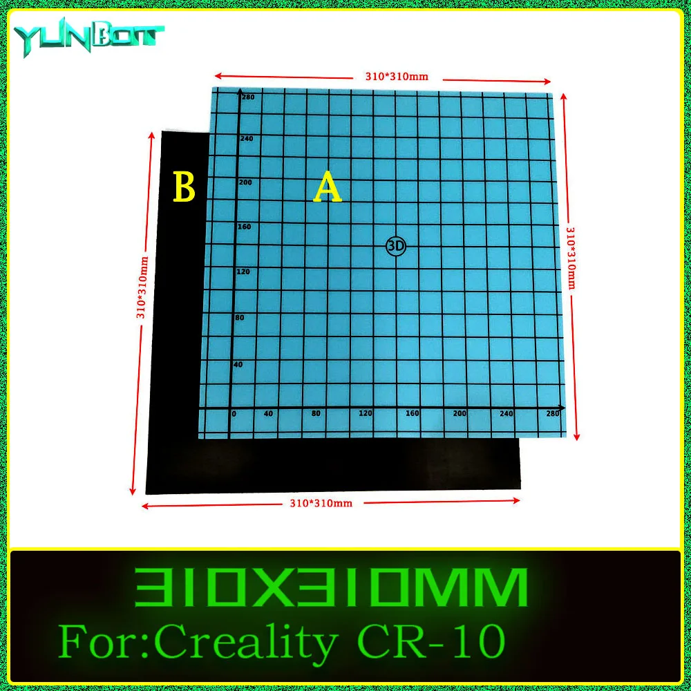 3D Printer Magnetic Base Print Bed Tape 310x310 Square Heatbed Sticker Surface Flex Plate for CR-10 CR-10S evo Tornado