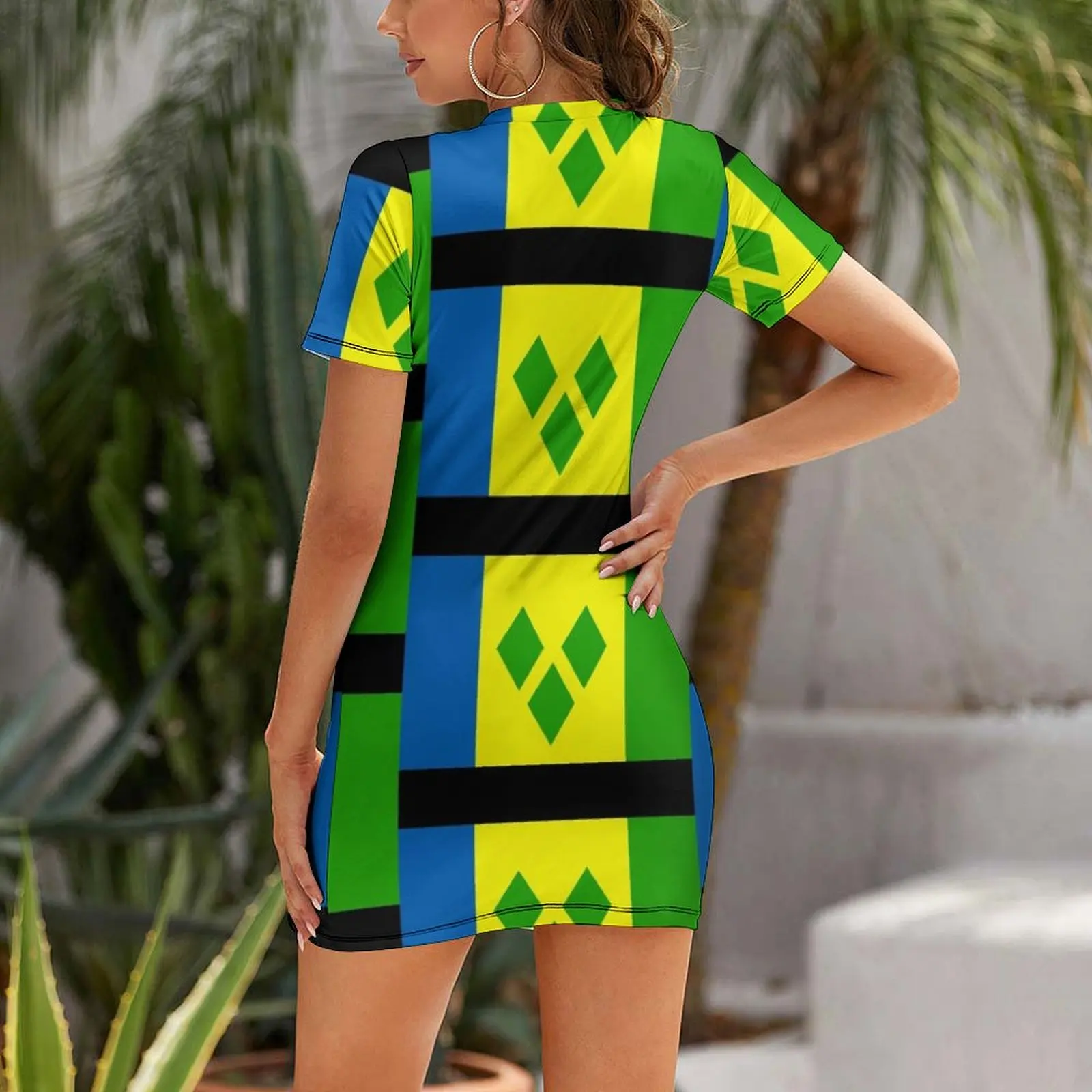 Saint Vincent and The Grenadines Short Sleeved Dress ladies dresses for women 2024 elegant party dress for women 2024