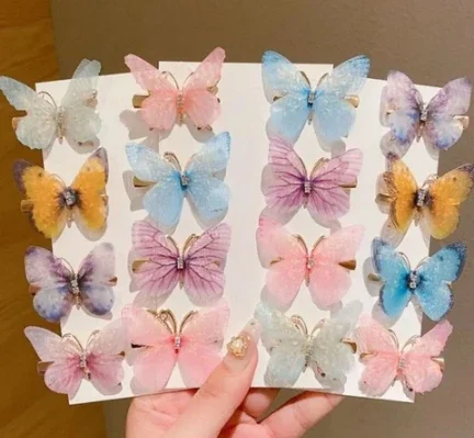 6Pcs/Set Colorful Butterfly Hairpins Girl Hair Clips Barrettes Women Sweet Hair Ornament Headwear Fashion Hair Accessories