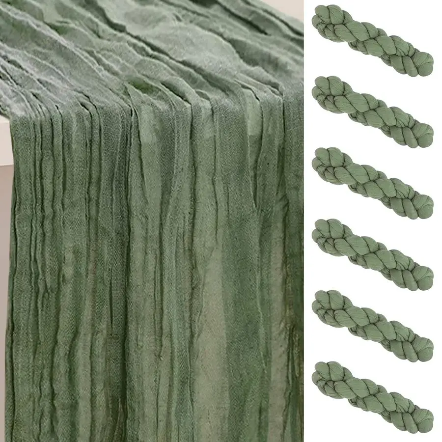 

Салфетка-дорожка из тюлевой ткани цвета шалфейной зелени, 35x120 дюймов (10 футов), в деревенском стиле, полупрозрачная