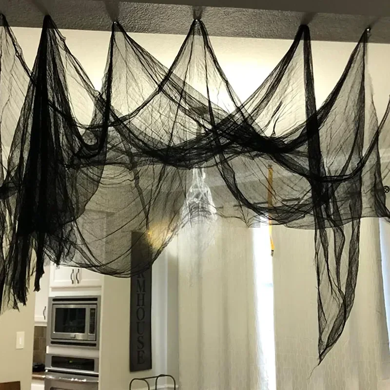 1.5x2M Black White Grey Halloween Gauze Creepy Fabric Spider Web DIY Halloween Hanging Spider Web Horror House Party Decoration