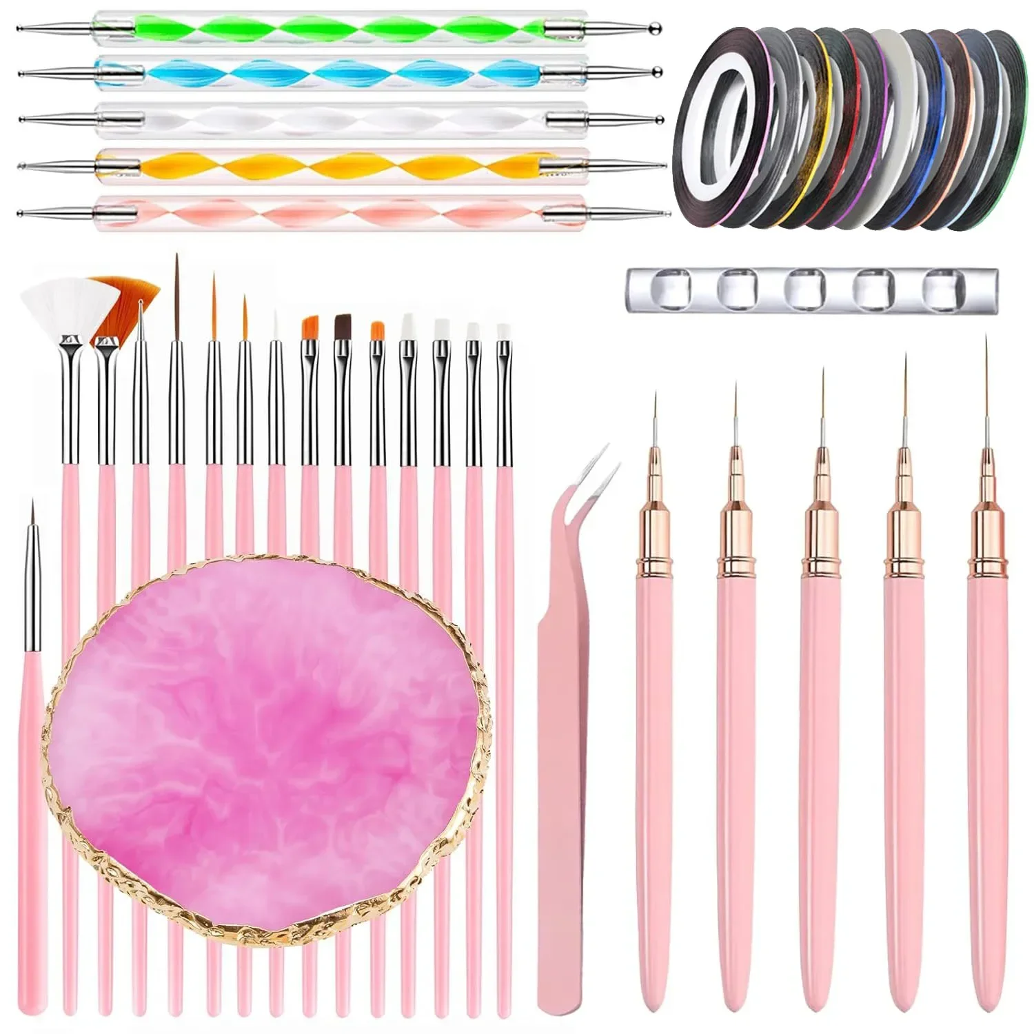 Beginner Nail Art Brush Set – a complete set of essential tools for nail painting, suitable for both nail salons and home DIY