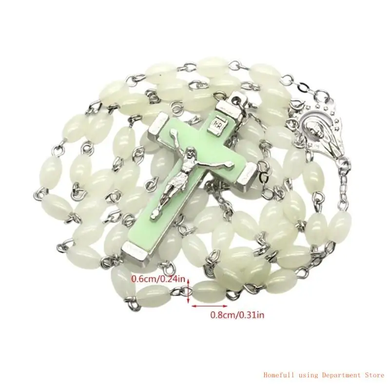 Plastic Noctilucent Necklaces Rosary Beads Luminous Pendants Necklaces Chain