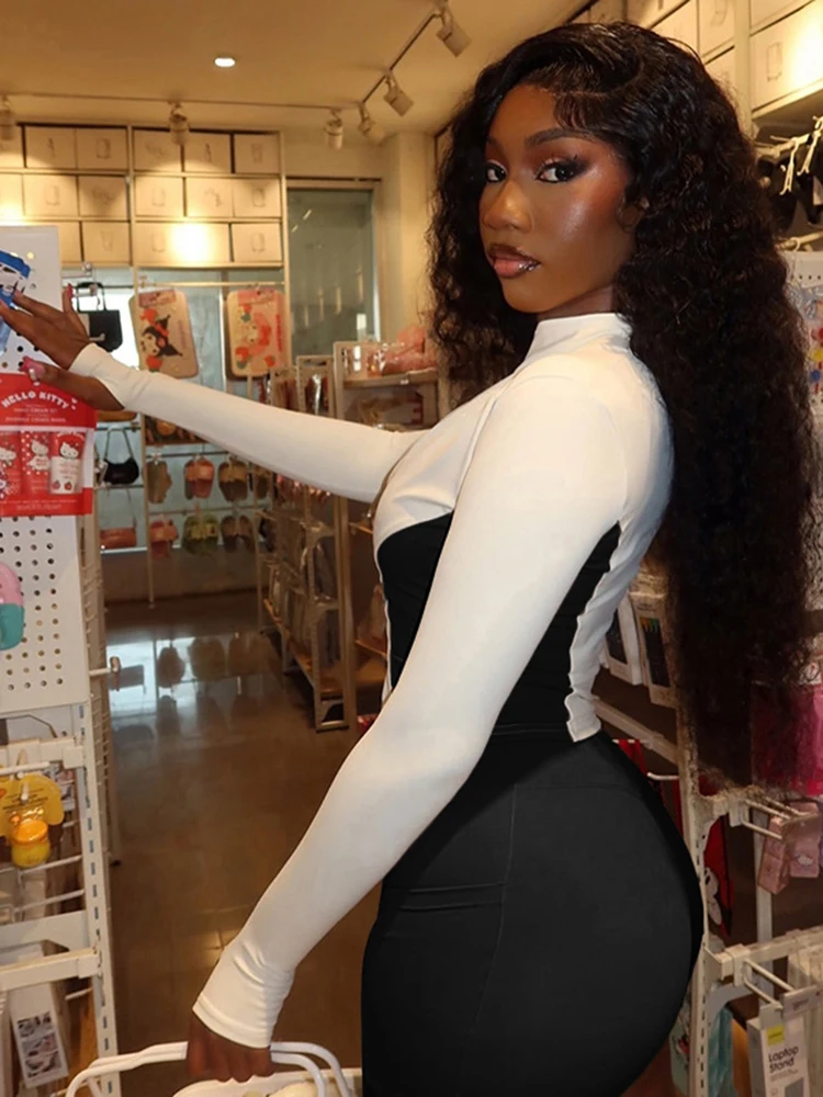 Sisterlinda تصميم متباين 2 قطعة مجموعة المرأة البريدي سترة كم كامل سترة + نحيل السراويل اليومية ملابس رياضية غير رسمية على الموضة