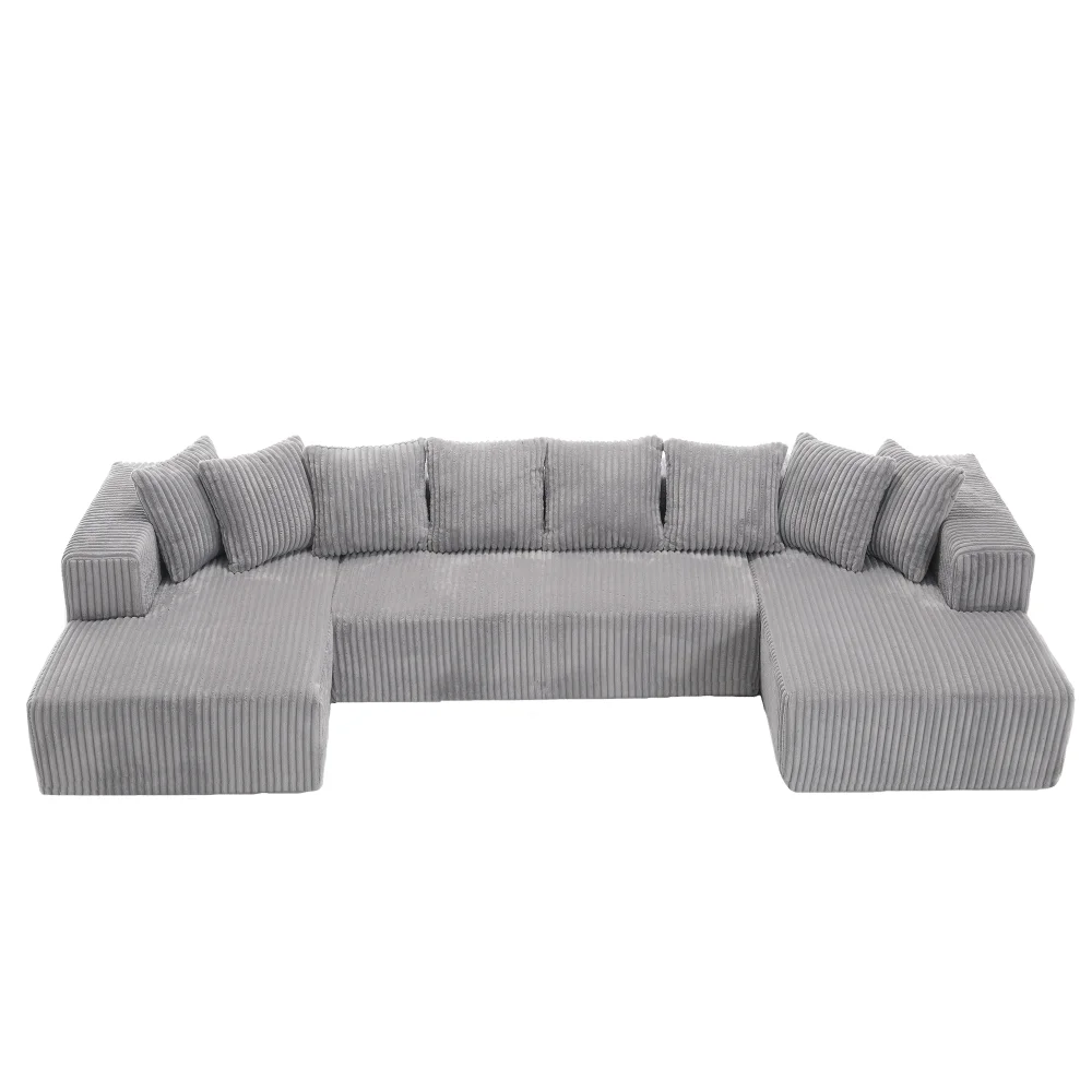 131'' Modular Sectional Couch, U-shaped Sofa, Chaise Lounge, Upholstered 4 Seater Couch for Living Room, Bedroom