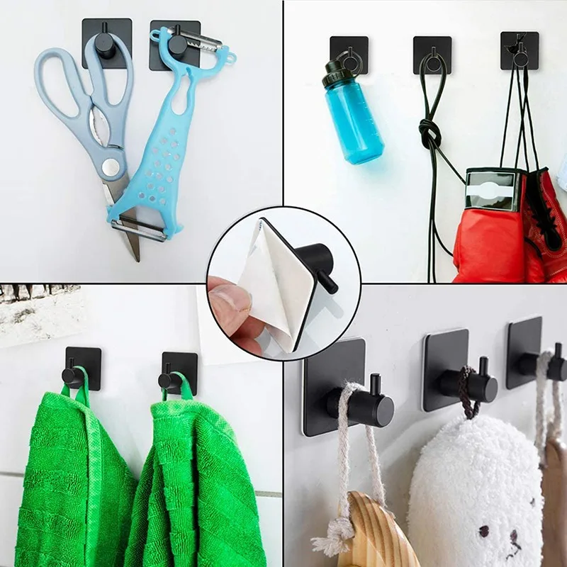 Punch Free Hooks Strong Self Adhesive Door Wall Vacuum Sticky Hooks Clothes Hangers Hooks Towel Racks Kitchen Bathroom Supplies