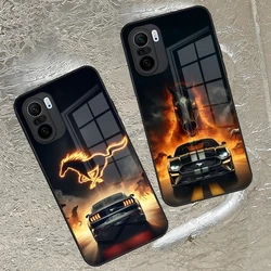 Cobra Mustang Mobile Cell  Phone Case for Xiaomi Redmi Note 13 12 11 10 13c 9t 12s 11s 12c Pro toughened glass