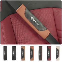 2PCS Car Safety Belt Shoulder Pads Leather Seat Belt Protection Covers For MINI Cooper One JCW Coupe R56 R53 R52 R50 R55 R57