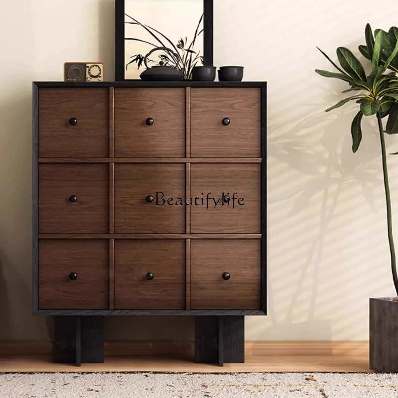 

Medieval retro entrance living room small apartment sofa side cabinet homestay style locker