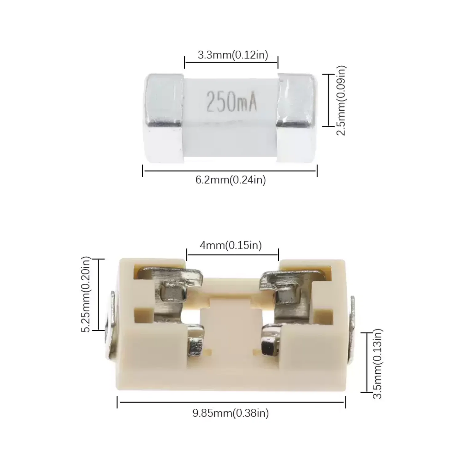 10PCS SMD Mounted Blown Fuse 1808 2410 6125 Package 0.5A 1A 2A 3A 4A 5A 8A 10A 15A 30A 125V 220V 250V