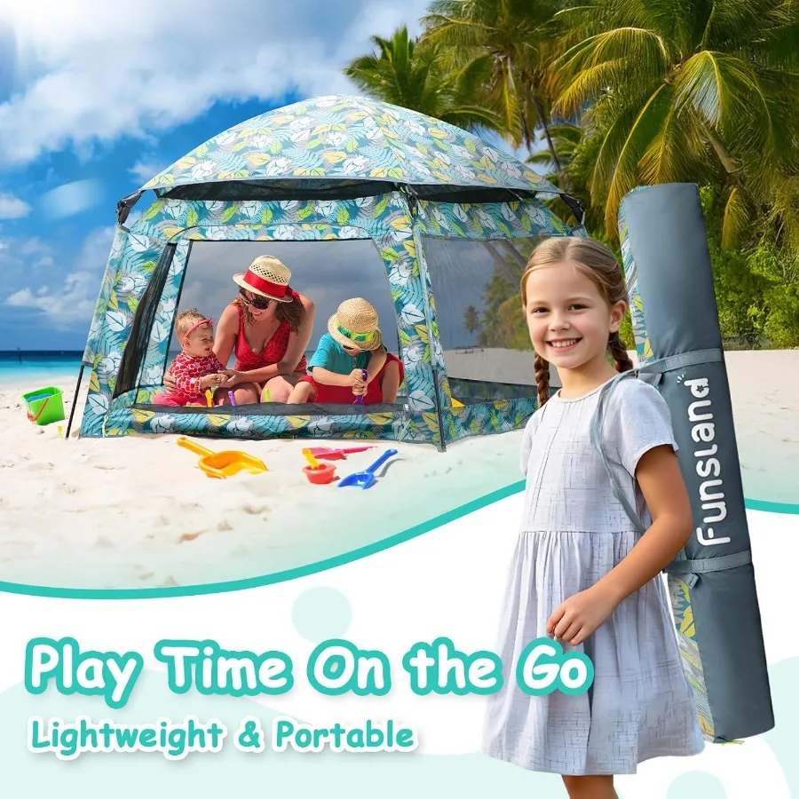 Baby Playpen Pop-up Tent - Outdoor and Indoor Play Tent for Beach with Canopy Travel Bag Portable Play Yard for Babies and Todd