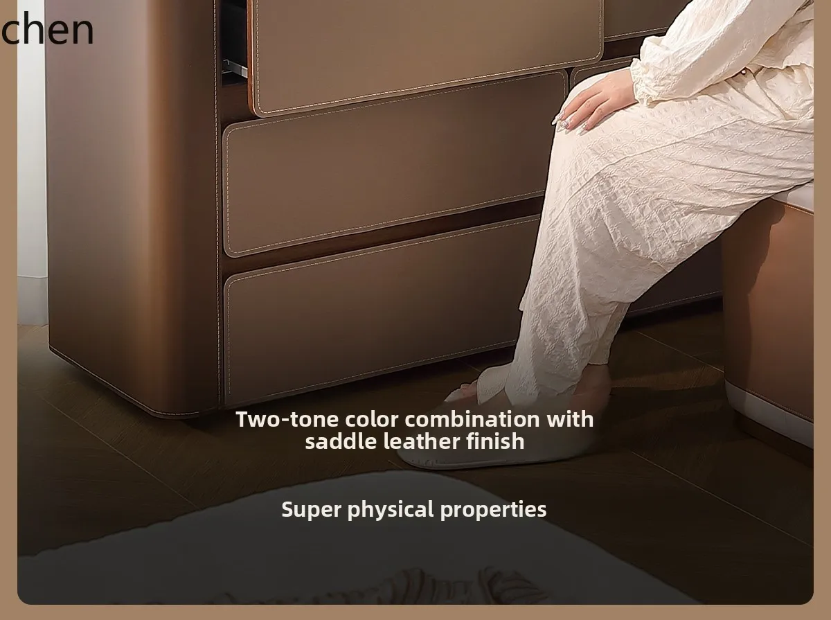 HT Home L-Shaped Dressing Table Integrated Six-Drawer Cabinet Rock Board Telescopic Corner Bedroom Bedside Storage Cabinet