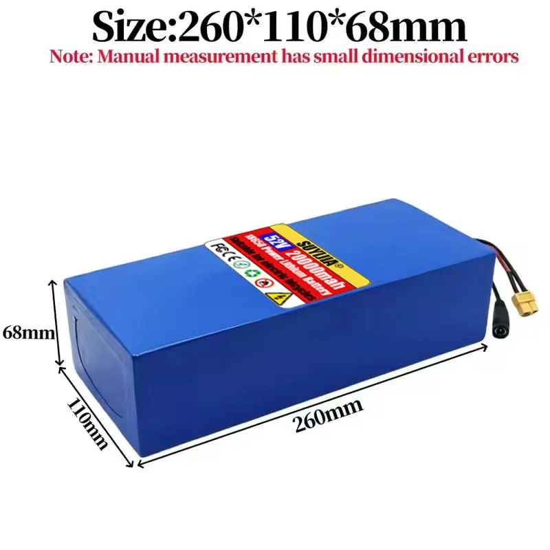 52V 20000mah 18650 14S5P Large Capacity Lithium Battery, Suitable for Electric Tools for Motorcycles, RVs Camping Backup Battery