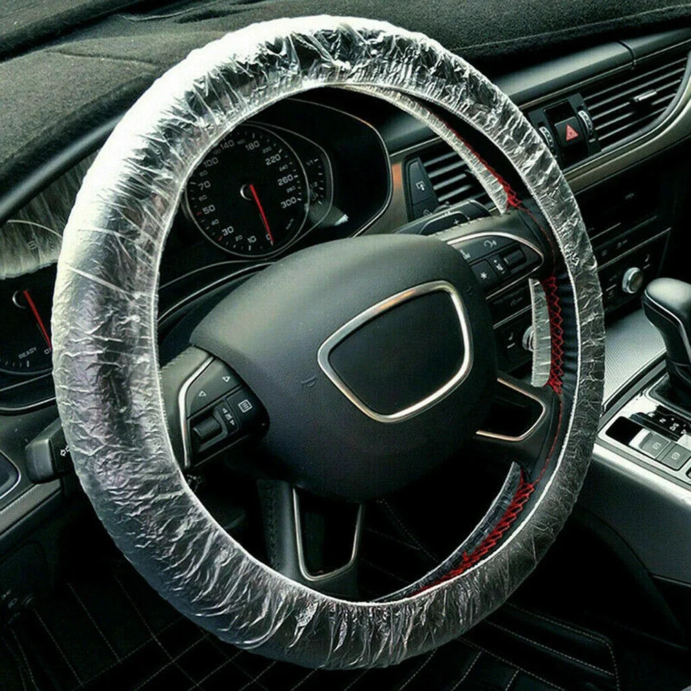 

10pc Car Clear Universal Steering Wheel Cover Plastic-Disposable Steering Cover Accessories For Vehicles