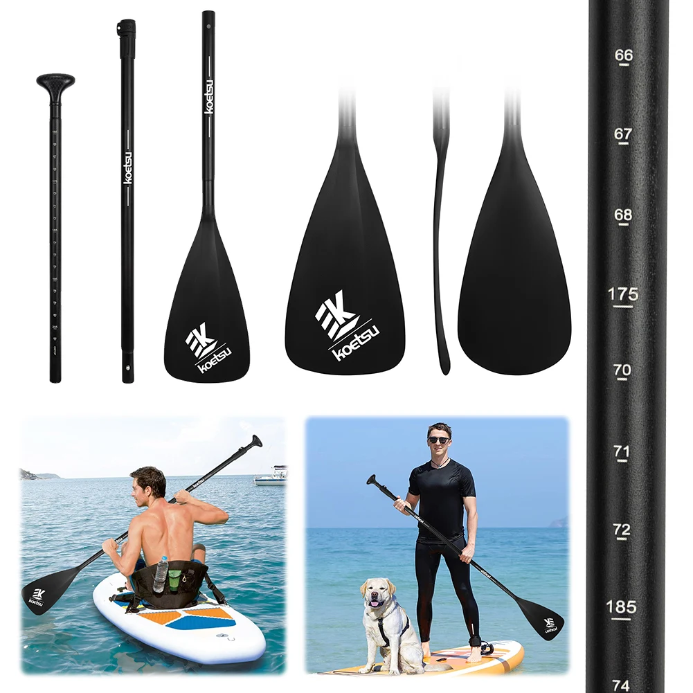 3-Piece Detachable SUP Paddle Adjustable Length SUP Surfpaddle Aluminum Alloy Single Head Paddle for Outdoor Water Sports
