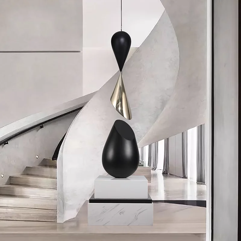 Abstract Water Droplet Sculpture. Art of Hotel Staircase to Villa Floor Decoration and Aerial Suspension Decoration