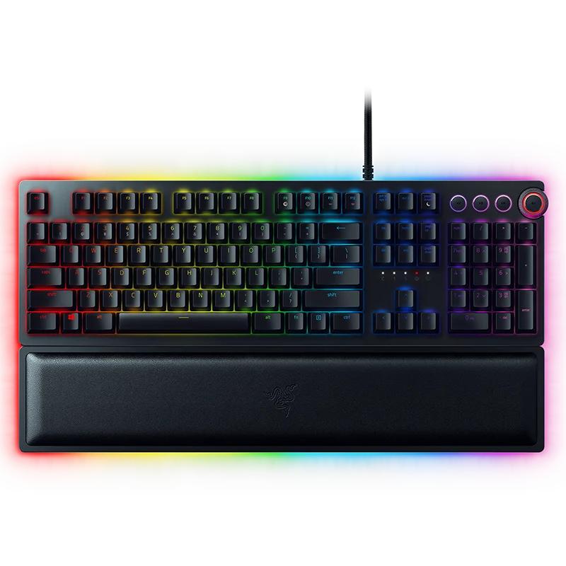 

Razer Huntsman Elite Gaming Keyboard Fast Keyboard Switches Optical Switches Chroma RGB Lighting Magnetic Plush Wrist Rest