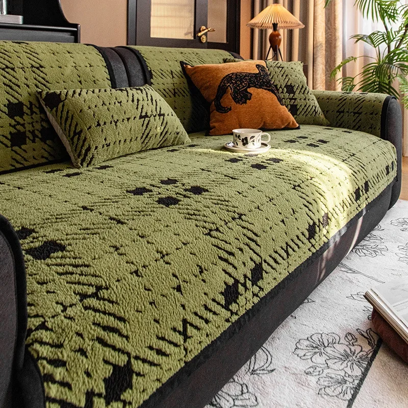 Winter Thick Sofa Cover Cloth New Fixed Non Slip One Piece Sofa Cushion Cover Anti Cat Scratch Skin Friendly Warm and Breathable
