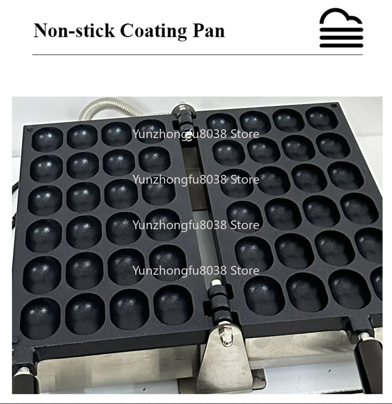 

Stainless Steel Kitchen Snack Equipment 24 Hole Egg Waffle Maker Baker