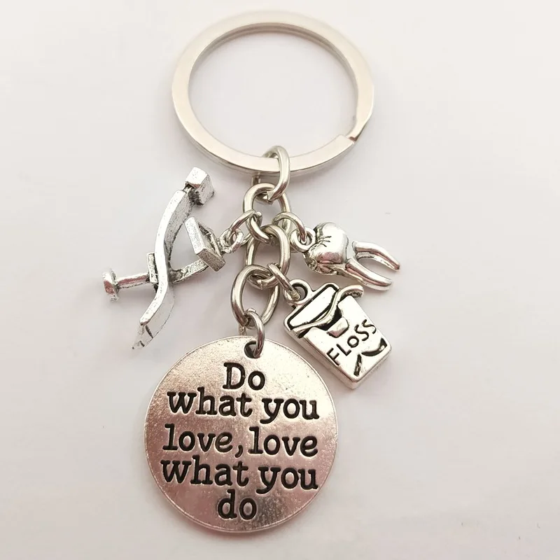 Toothbrush, Toothpaste, Floss, Toothbridge Extractor, Dental Floss, Creative Dental Keychain