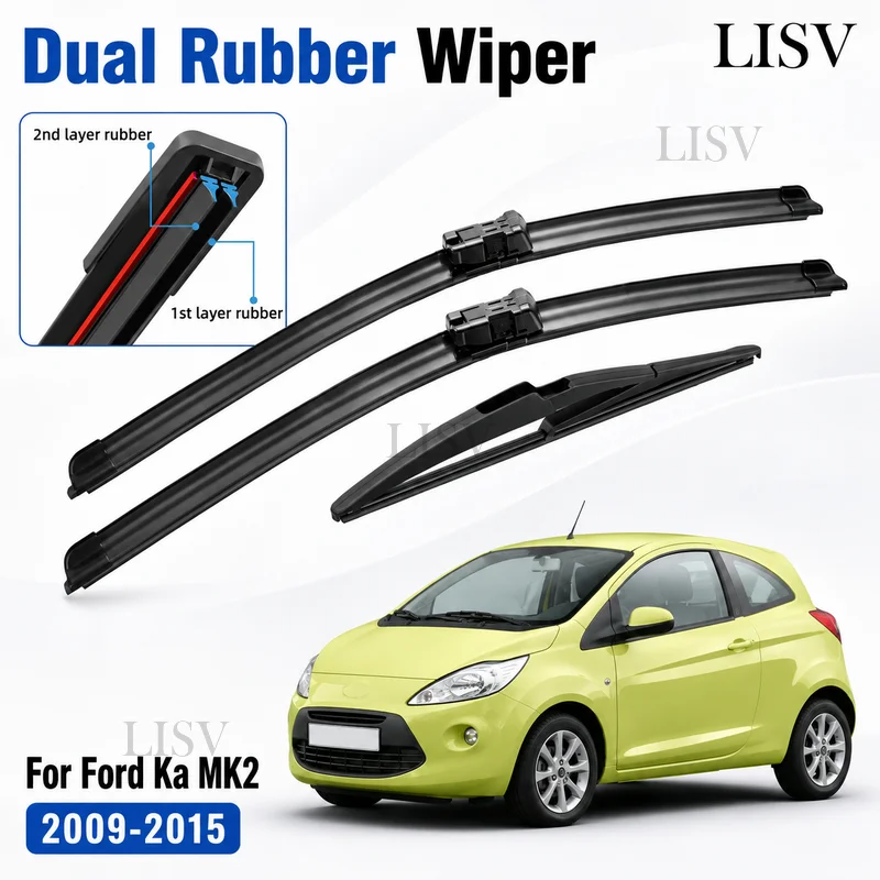 3PCS Front Wiper Blades For Ford Ka MK2 2009-2015 Windshield Brush Cutter Windscreen Car Accessories 2010 2011 2012 2013 2014