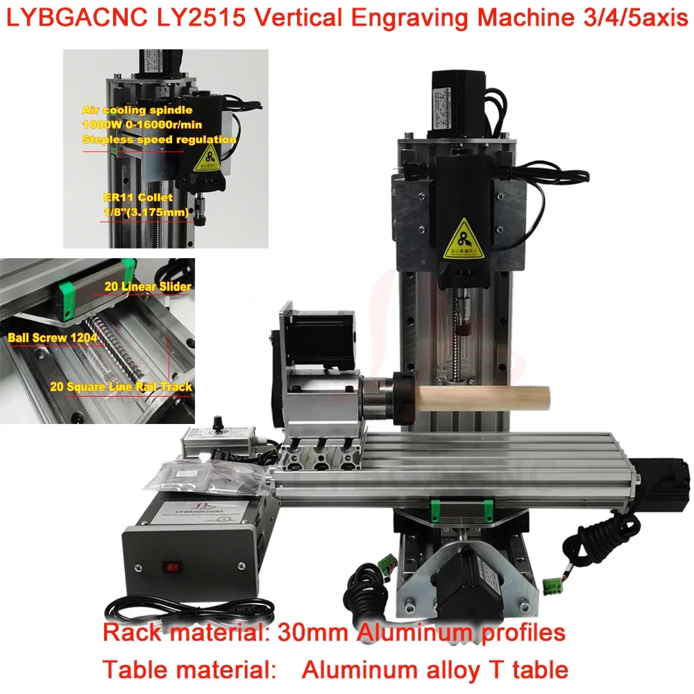 

Vertical Wood Metal Engraving Cutting Machine 3 Axis 4 Axis 5 Axis LY2515 CNC Router Milling Machine Cutter Column Type 1000W