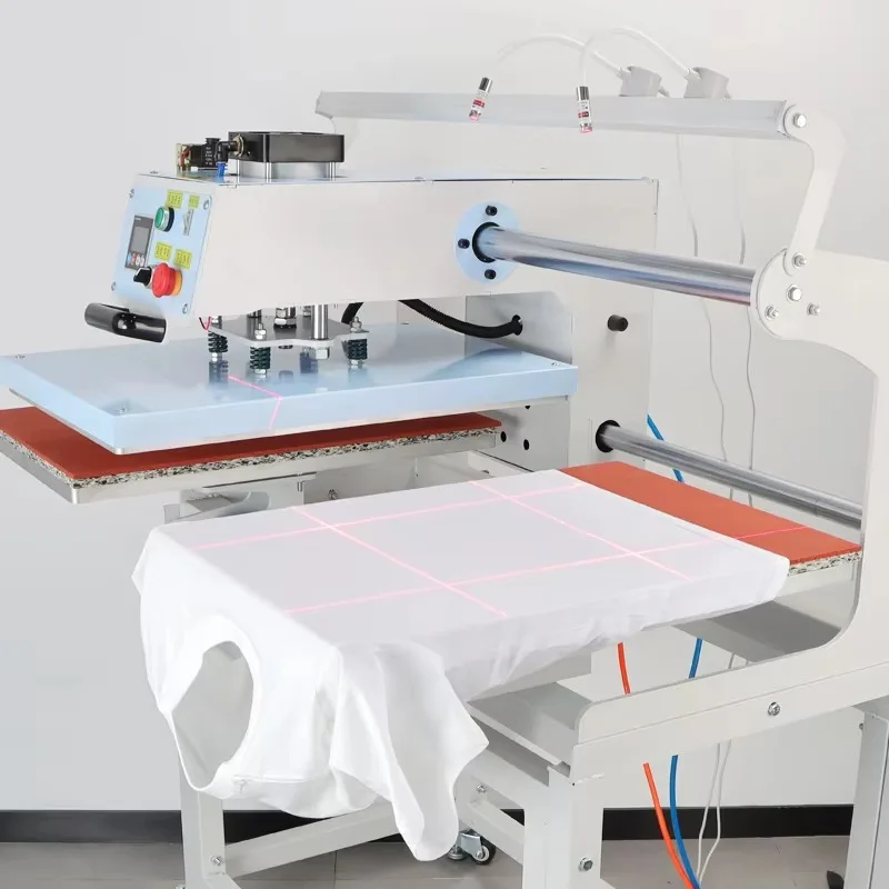 Custom Fully Automatic Pneumatic Double-Station T-Shirt Embossing Machine 40x60 Heat Press Thermal Oil Heating for Leather