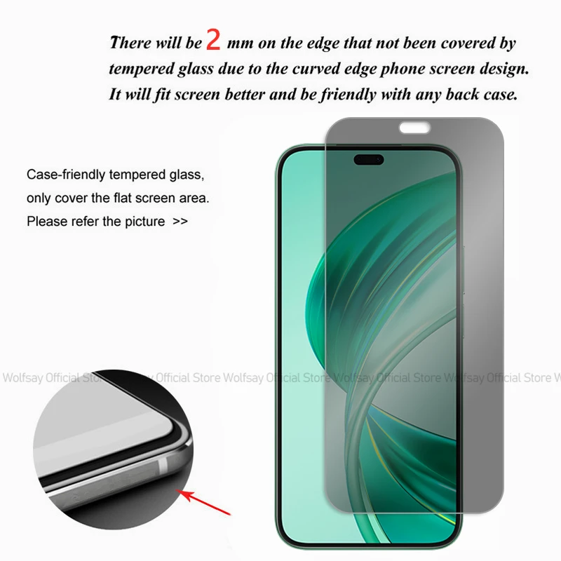 2/4PCS Privacy Screen Protector For Honor X8b Anti-Spy Tempered Glass For Honor X8b 4G Privacy Phone Glass Film For Honor X8b