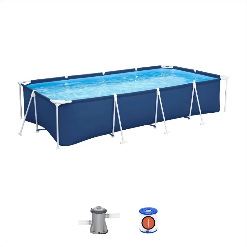 56424 Large Plastic Swimming Pool 400×211×81cm Outdoor Backyard Water Pool With Filter Pump Family Inflatable Water Tub