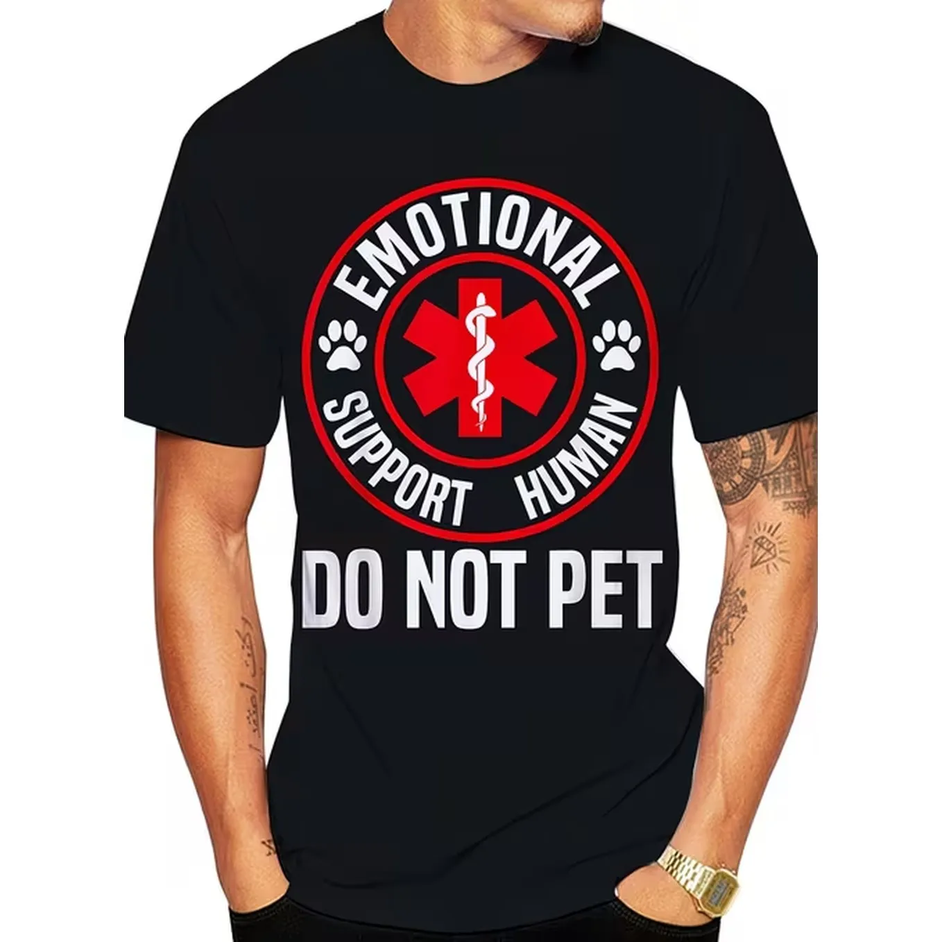 Human Emotional Support Service Humor T Shirt Mens 3D Printed Short Sleeve Graphic Humorous Short Sleeve Novelty T Shirt Crew Neck