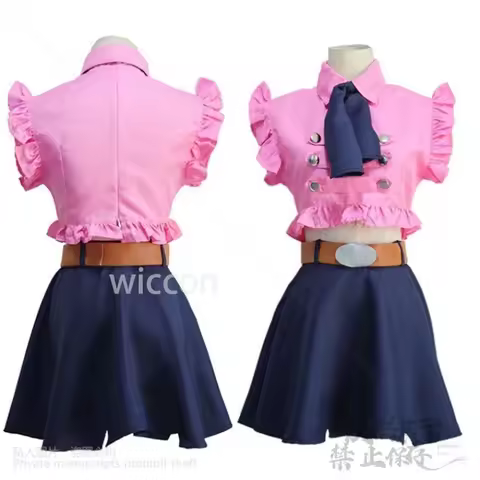 Anime The Seven Deadly Sins Elizabeth Liones Cosplay Costume Pink Top Dress Lolita Wigs For Halloween Christmas Party Customized