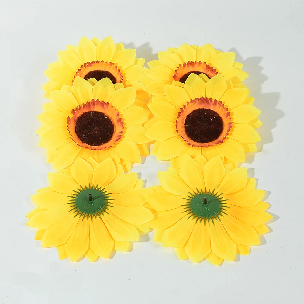 5/10/15Pcs 14cm Large Sunflower Silk Flower Head Artificial Flowers For DIY Scrapbooking Craft Wreath Home Wedding Decoration