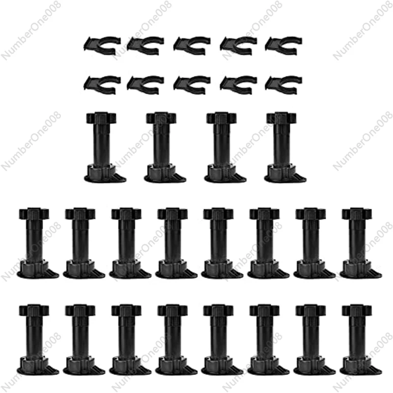 20Pcs Furniture Feet Adjustable Cupboard Foot Leg Unit Cabinet Legs With Kick Board Clips For Kitchen Bathroom Cabinet Retail