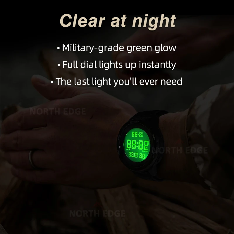 NORTH EDGE 2026 TERRAX Men's Digital Watches Outdoor Sports Swimming Waterproof 50M Stopwatch Countdown Electronic Watch For Men