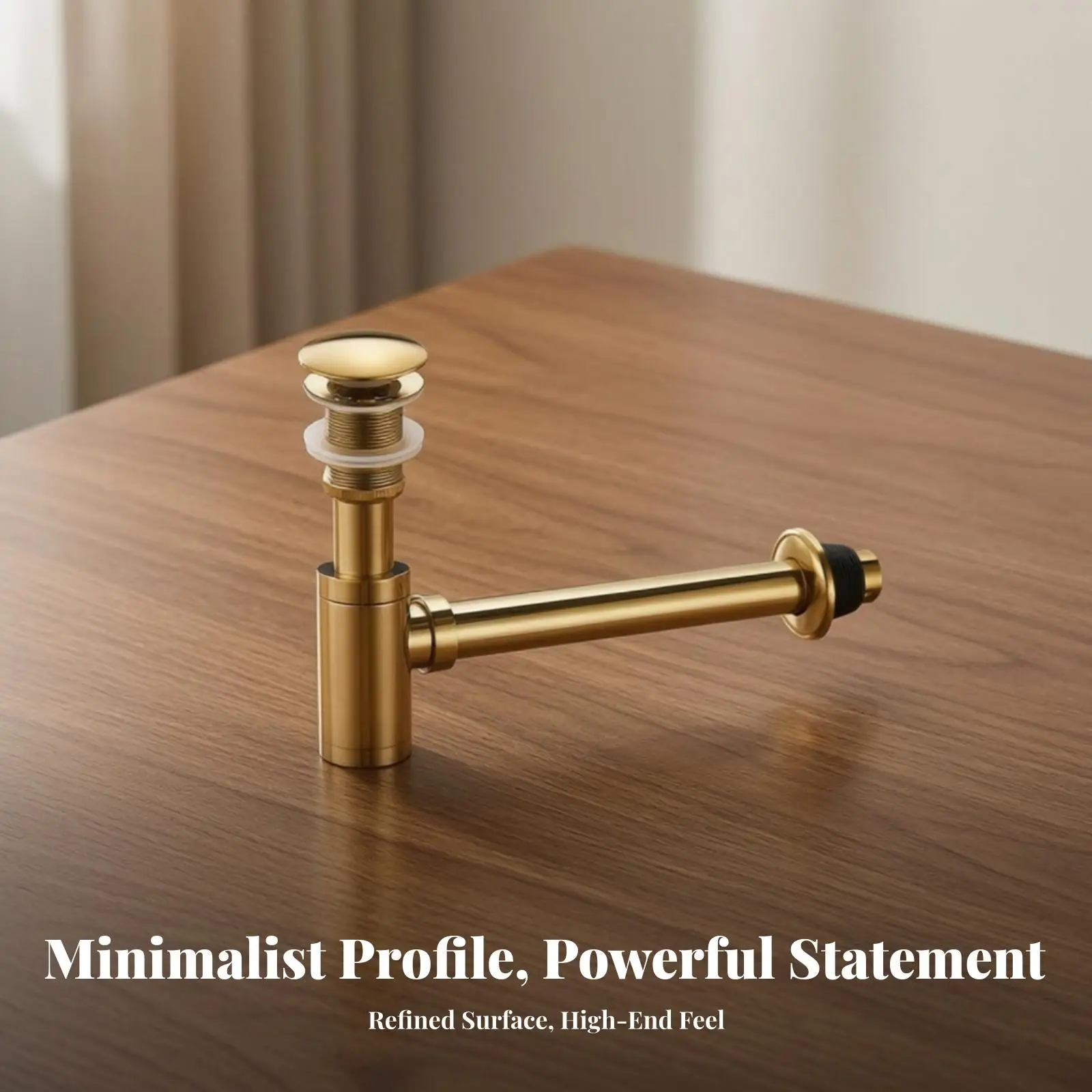 Cylindrical Round Bottle Seal Straight Pipe Layout, Threaded Connector Sections, Sink Drain Assembly, for restroom