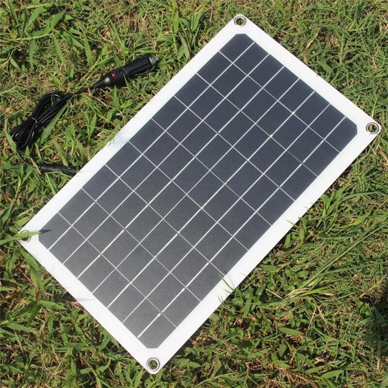 20W 12V Flexible Solar Panel Kit Dual DC Port Outdoor Camping Charge Kit for Car RV Boat Battery Moblie Phone