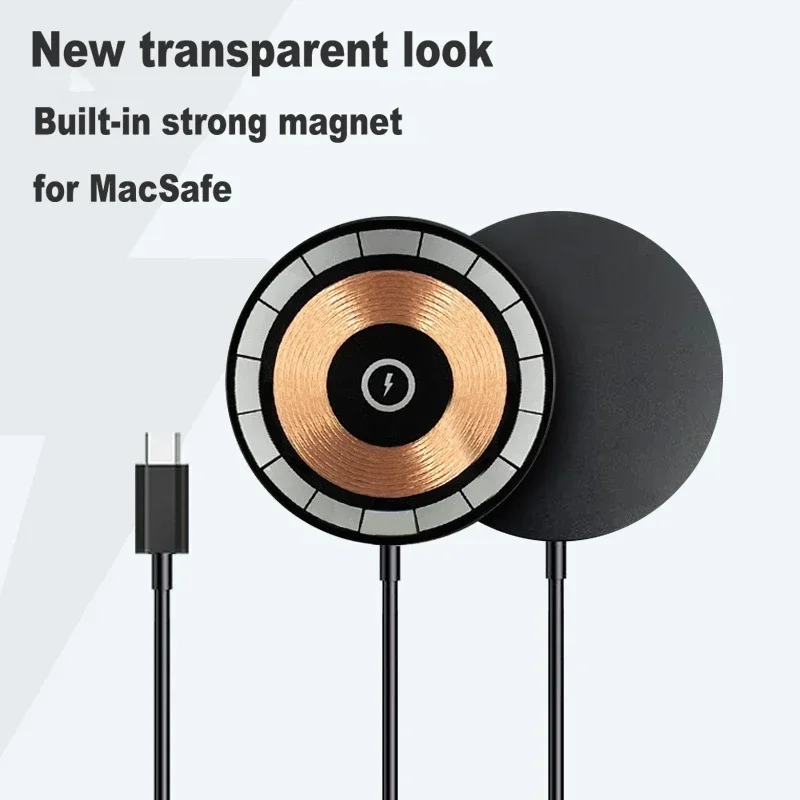 15W Magnetic Wireless Charger Transparent Macsafe For iPhone 15 14 13 Pro Max Mini Portable Phone Fast Charging For Samsung S23