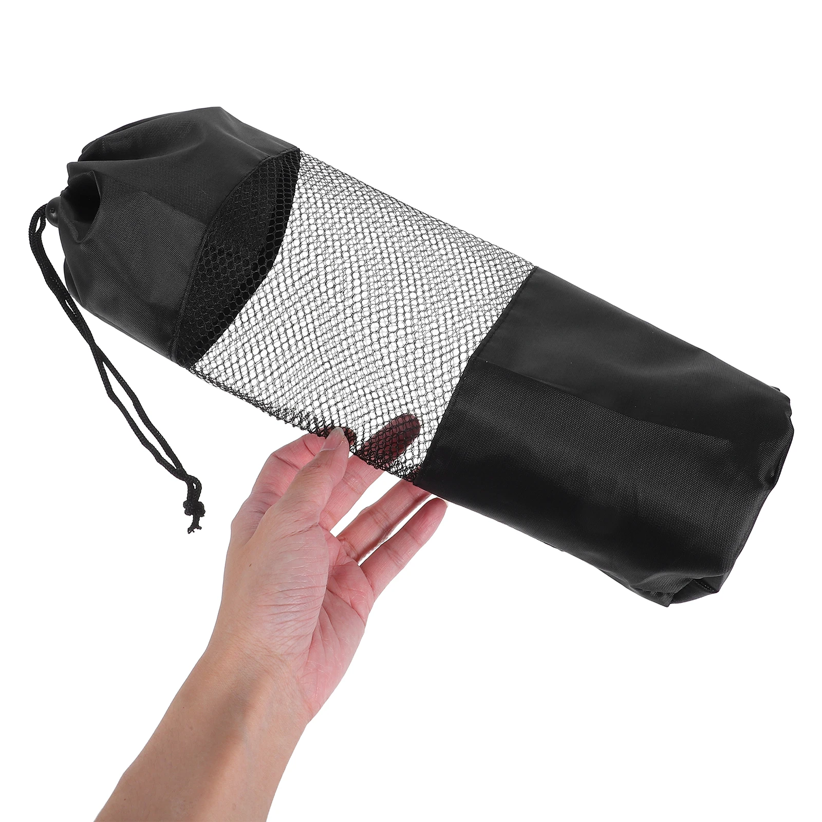 

Mesh Bags Yoga Column Net Package Sports Gym Drawstring Multifunction Black Lightweight Canvas Porous Privacy Compact Camping