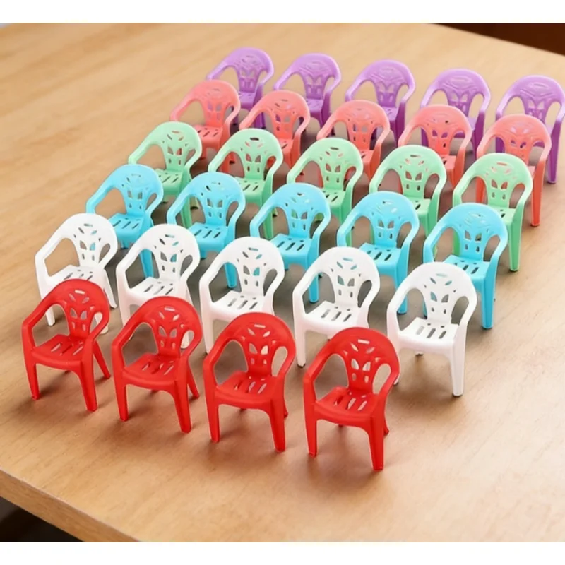 4Pcs Miniature Plastic Dollhouse Armchairs 1/6 Scale Doll Furniture Set Ideal Children's Gifts Backrest Chair