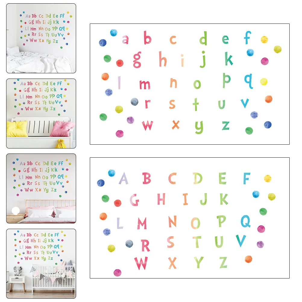 

English Alphabet Wall Stickers PVC 2 Sheets DIY Educational Decorative Letter Stickers for Smooth Surface Teaching Learning Home