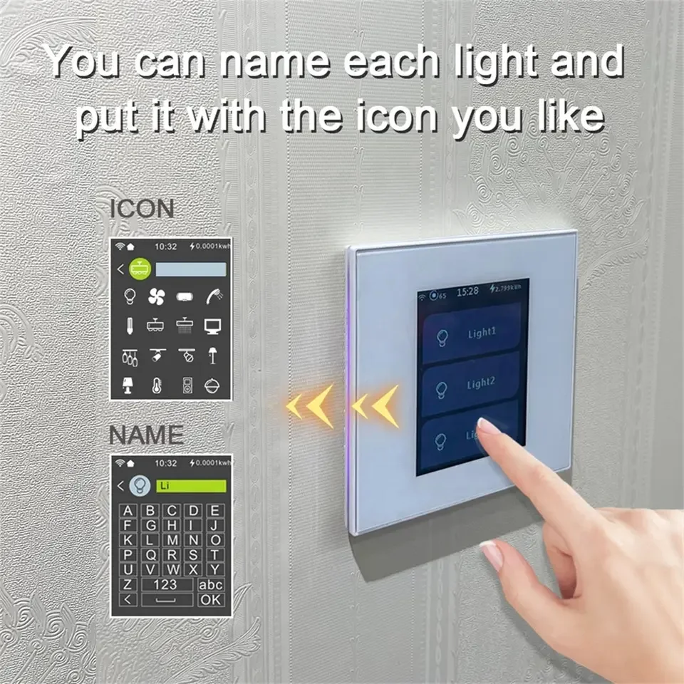 New lanbon LCD L8 switch work with google home and alexa voice control wifi smart switch Tuya/smart life smart home system