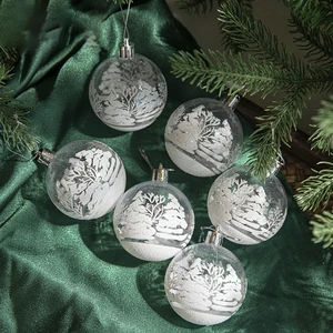 6 PCs/Box 6 cm transparent Malerei Weihnachtsball Neujahr Weihnachtsbaum Ornamente Home Dekoration 2023 Noel Navidad Geschenke 10 Hauptverkaufsbälle transparentes Weihnachten - №9