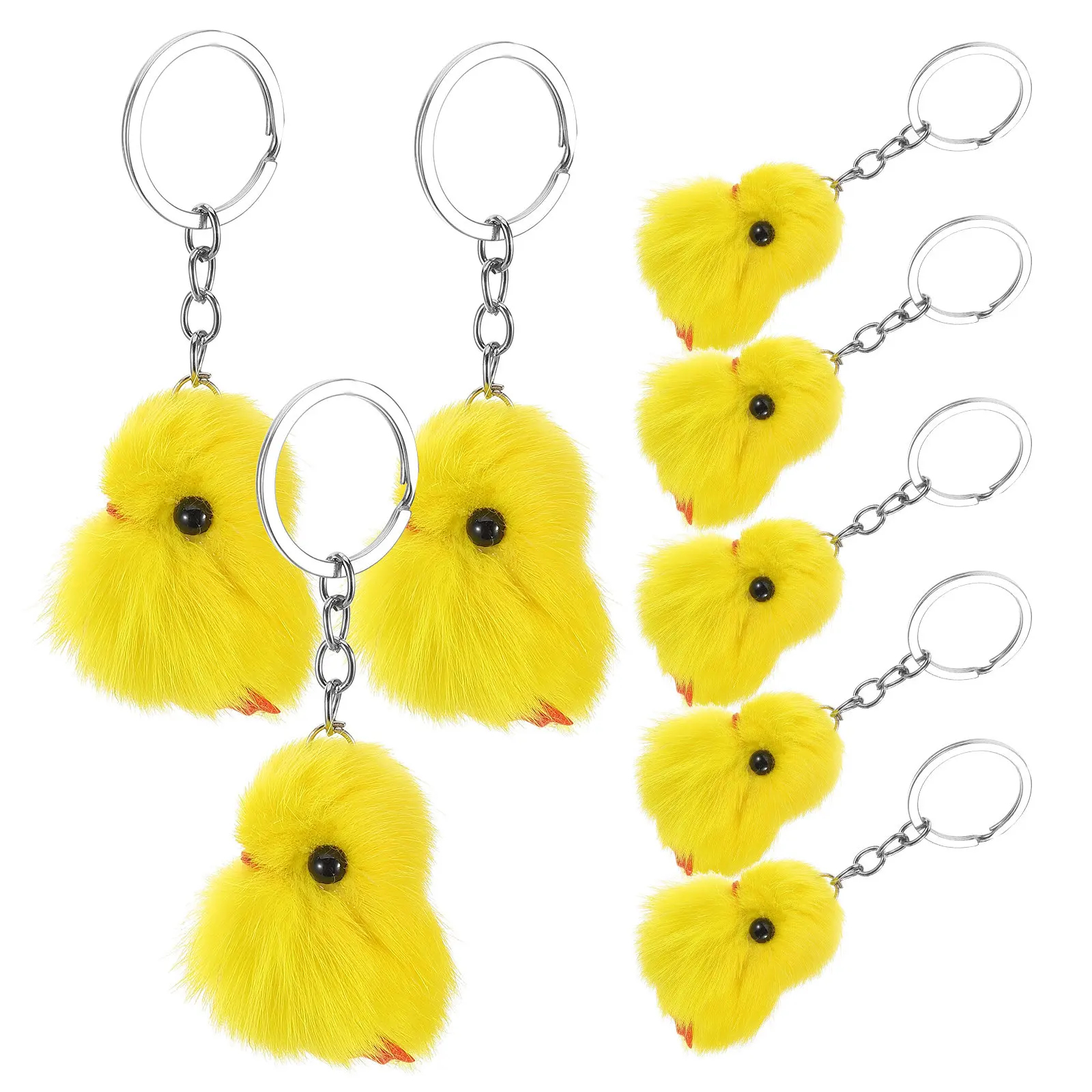 

8Pcs Adorable Mini Yellow Chicken Keychain Soft Stuffed Bag Charm Car Purse Decoration Easter Party Favors Chicken Keychain