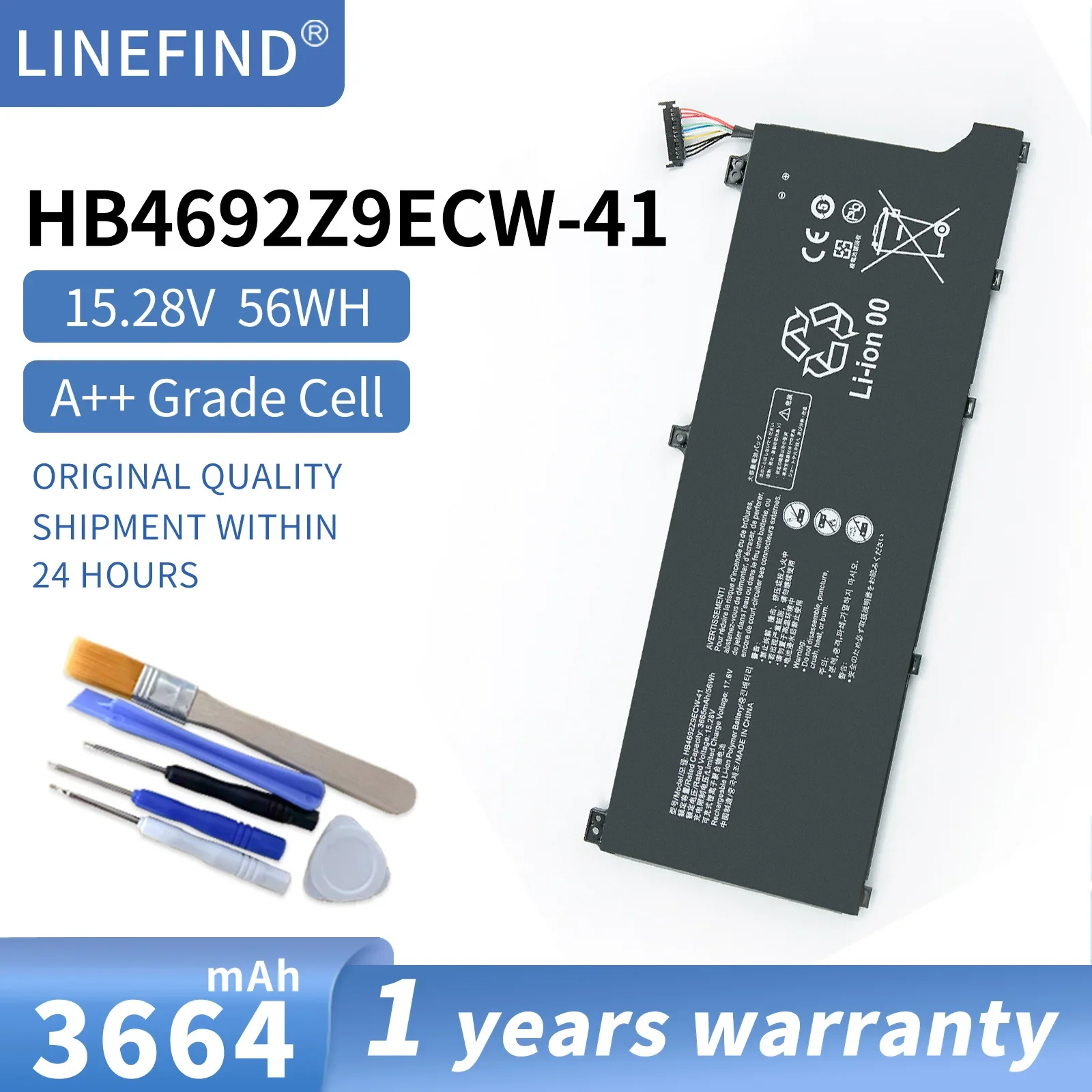 

HB4692Z9ECW-41 4ICP5/62/81 Battery For Huawei Honor MateBook D14-53010TVS Magicbook 14 HB4692Z9ECW-22A NBLK-WAX9X 56WH